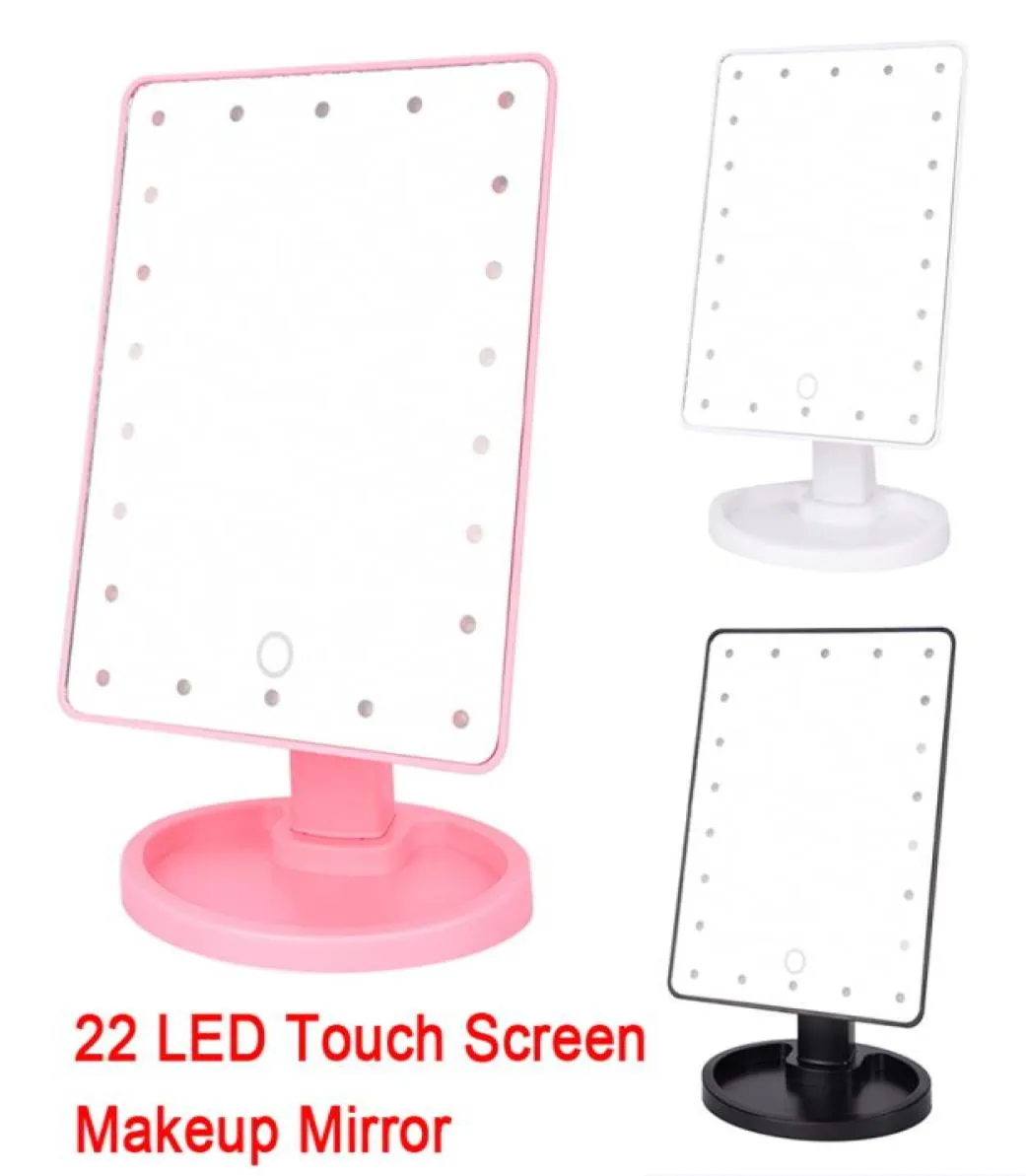 22 LED Touch Sn Specchio per trucco Specchio cosmetico professionale Luci Salute Bellezza Piano di lavoro regolabile 180 Rotante6188128