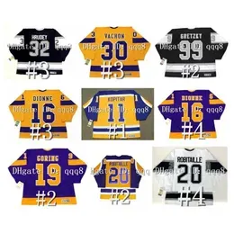 q888 Vintage Wayne Gretzky Hockey Jersey Marcel Dionne Butch Goring Luc Robitaille ANZE KOPITAR Drew Doughty WILLIAMS ROGIE VACHON Marty