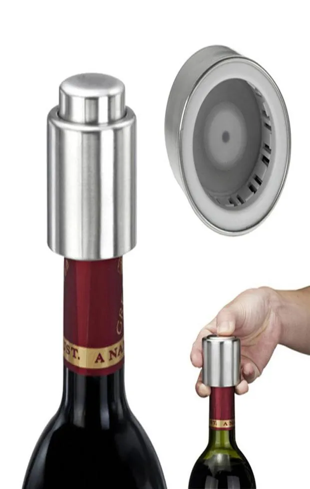 Pressing type Bottle Stopper Stainless Steel Red Wine Stopper Vacuum Sealed Red Wine Bottle Spout Liquor Flow Stopper Pour Cap3338163
