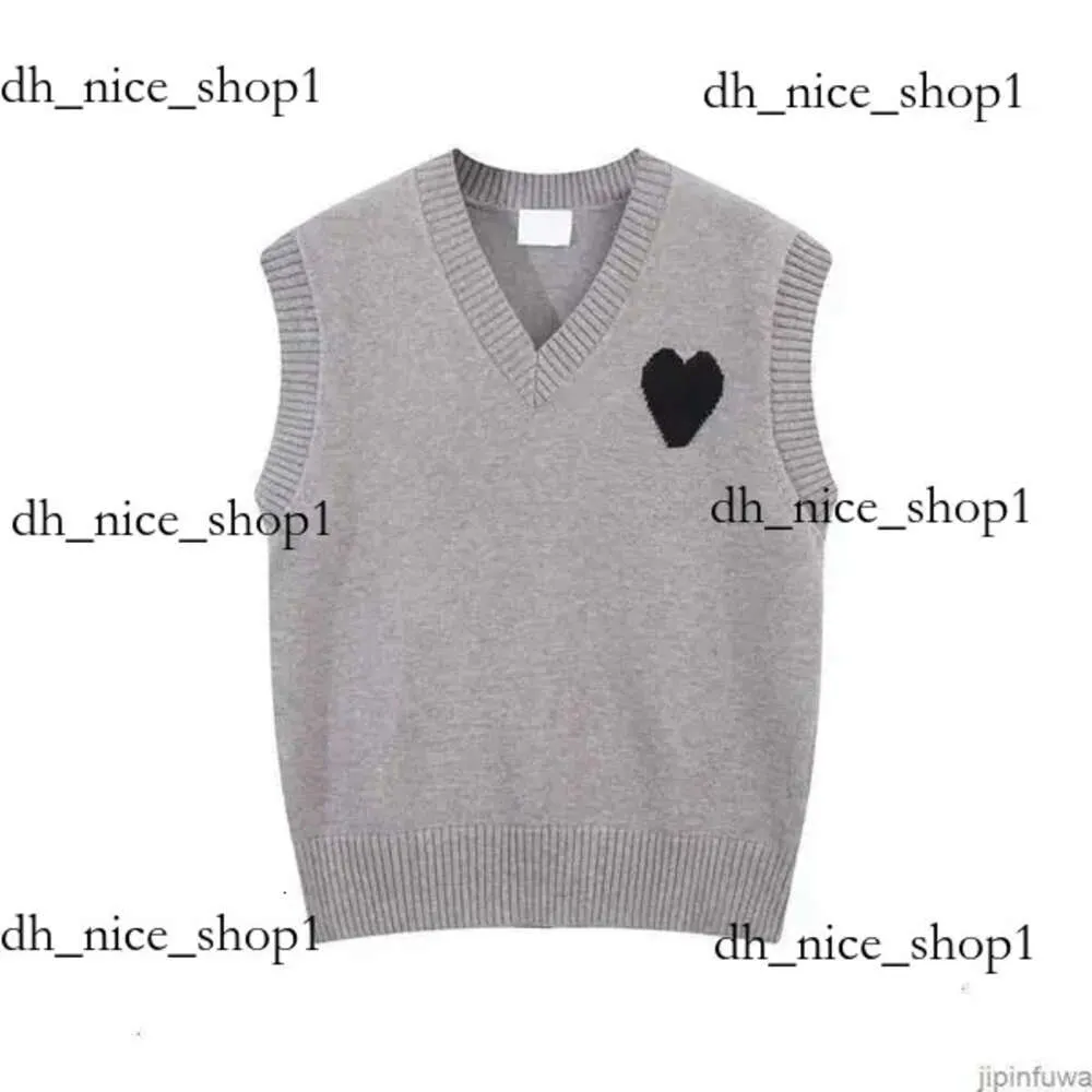 Amis Weste, ärmelloser Pullover mit V-Ausschnitt, Pariser Mode-Strickpullover, High-Street-Sweat, Winter, AM I Heart Coeur Love, Jacquard-Amisweater 742