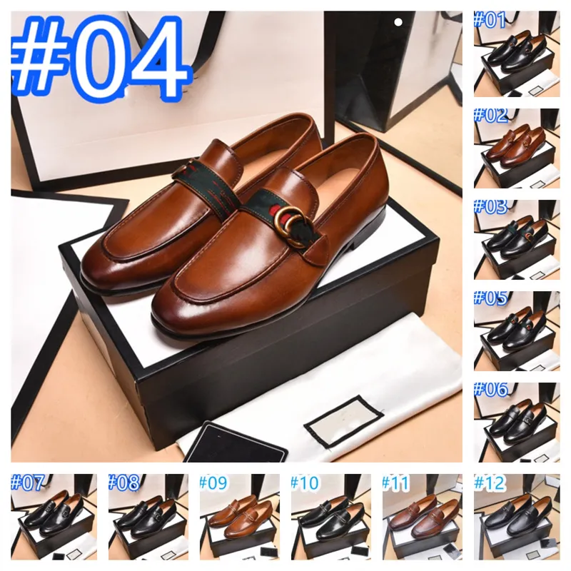 28 Modell Luxury Classical Men Designer Dress Shoes Flat Formal Herr Business Oxfords Casual Shoe Real Leather Shoes Slip-On Plus Size Male Footwear