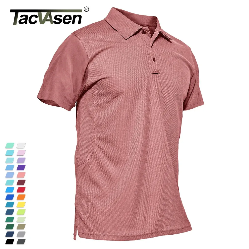 Tacvasen verão colorido moda polo camisetas masculinas de manga curta camiseta secagem rápida equipe do exército trabalho verde camiseta topos roupas 240109