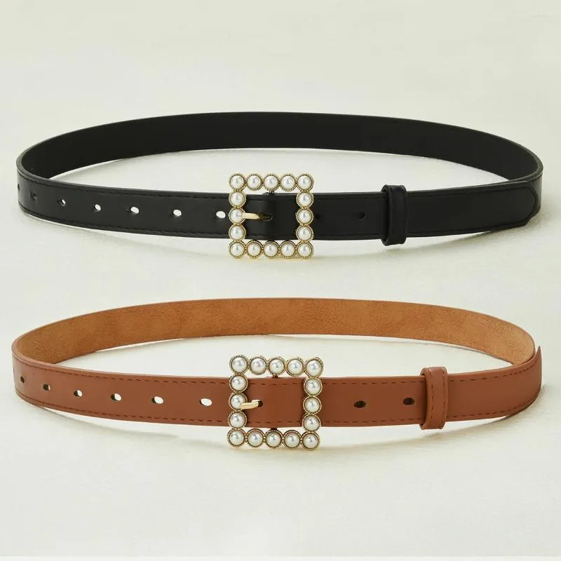 Belts Fashion Pearl Buckle Waist Belt For Women PU Leather Dress Jeans Skirt Ladies Waistband Wild Decorative High Quality