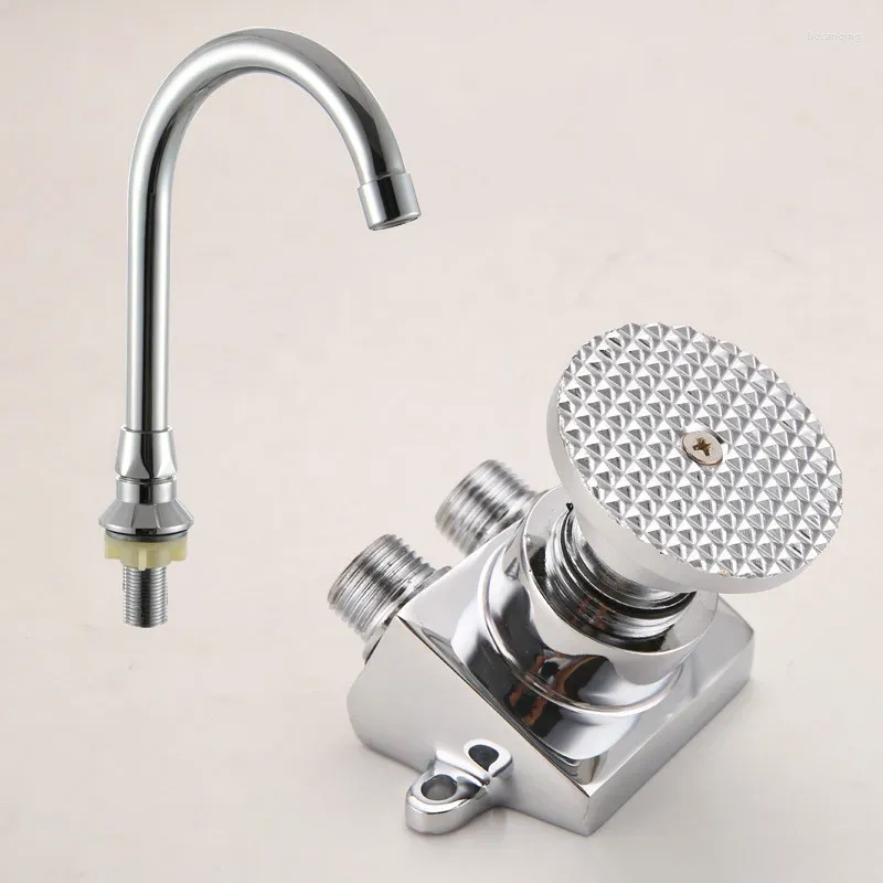 Kitchen Faucets 2024 Special Offer Promotion Chrome Brass Torneira Faucet Hongjing Type Pedal Tap Switch Foot Basin Leading