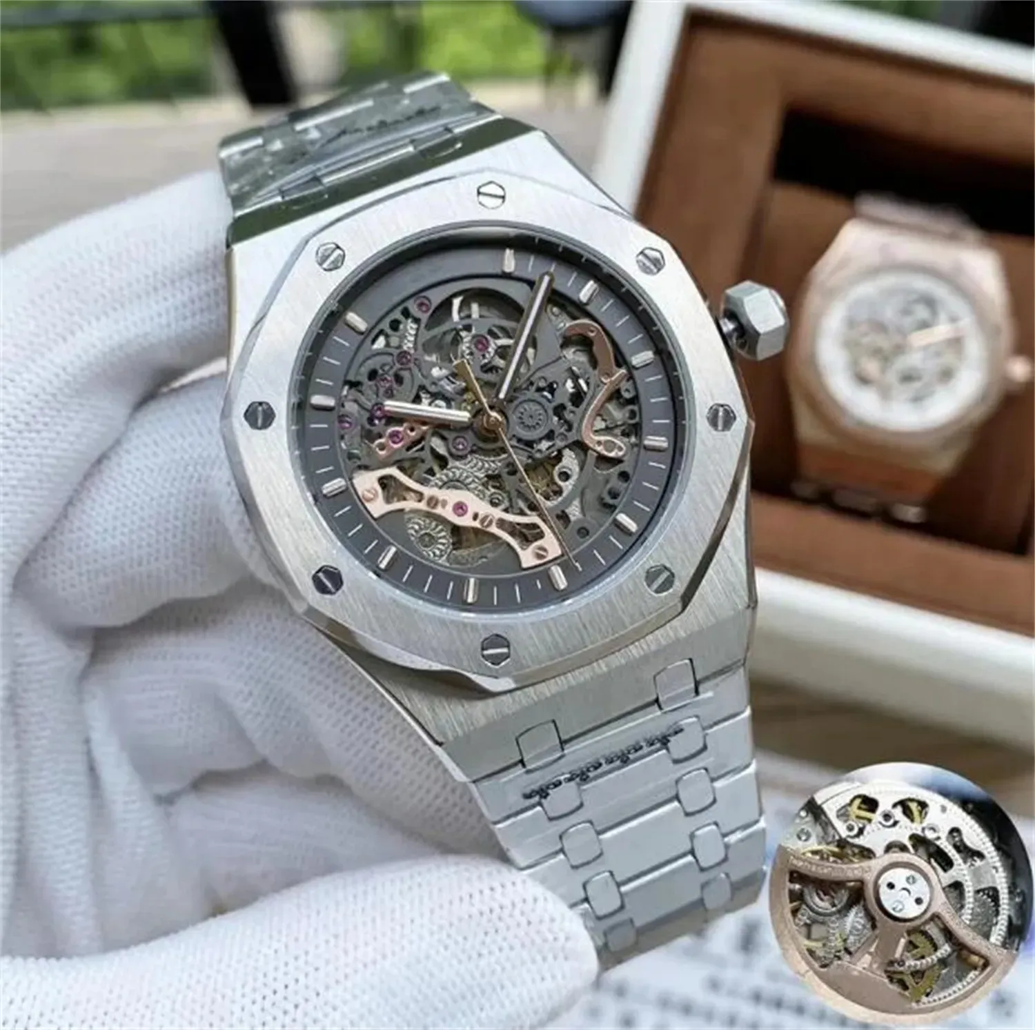 U1 TOP AAA Classic 3A Quality Business's Mechanical's Watch cadran creux cadran en acier inoxydable Affre