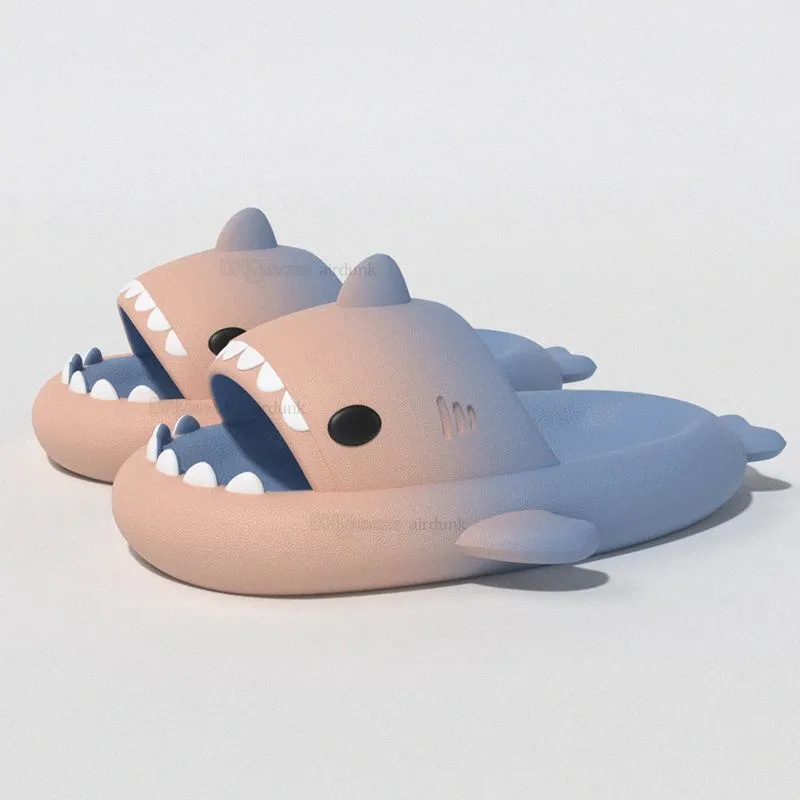 Summer Home Women Shark Slippers Anti-skid EVA Solid Color Couple Parents Outdoor Cool Indoor Household Funny Shoes k842#