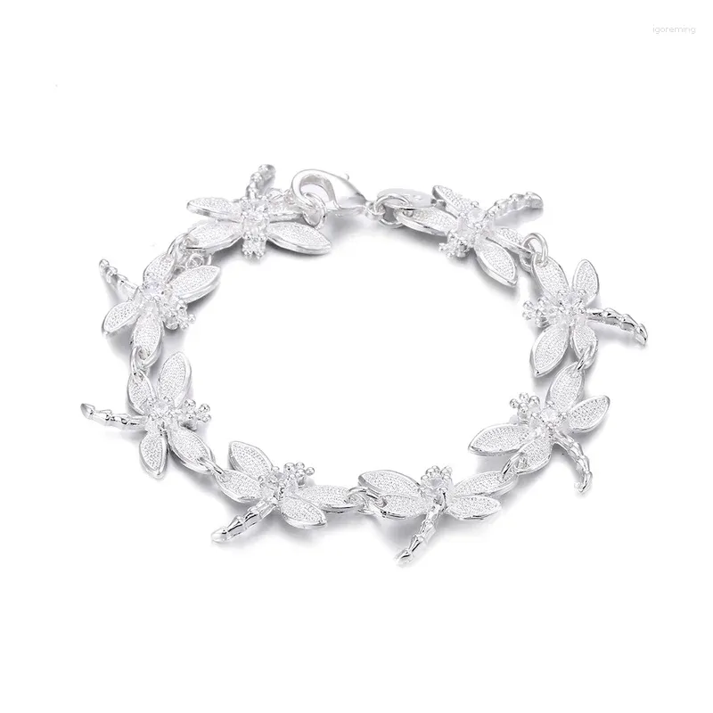 Bracelets de charme 925 Sterling Argent Mode Huit Libellule Bracelet Manchette Chanceux Bracelet En Gros Filles Dame Cadeau Femmes Fine Bijoux