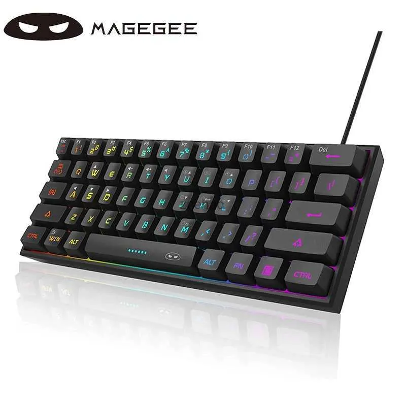 キーボードMagegee Mini 60％ゲームキーボードRGBバックライト61キー超コンパクトキーボードTS91人間工学に基づいた防水機械感覚officel240105