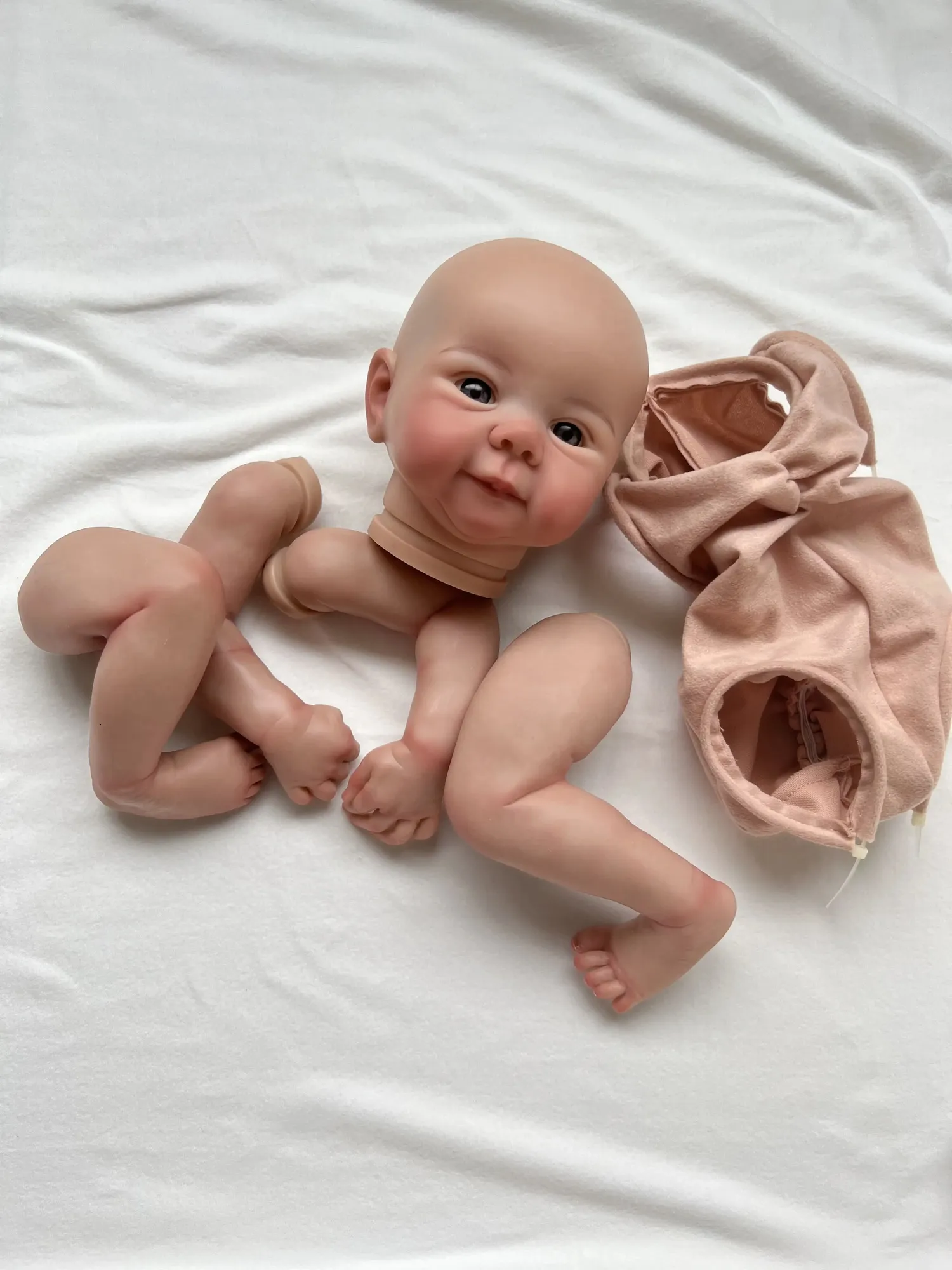 NPK 19inch Already Finished Painted Reborn Doll Parts Juliette Cute Baby 3D Painting with Visible Veins Cloth Body Included 240108