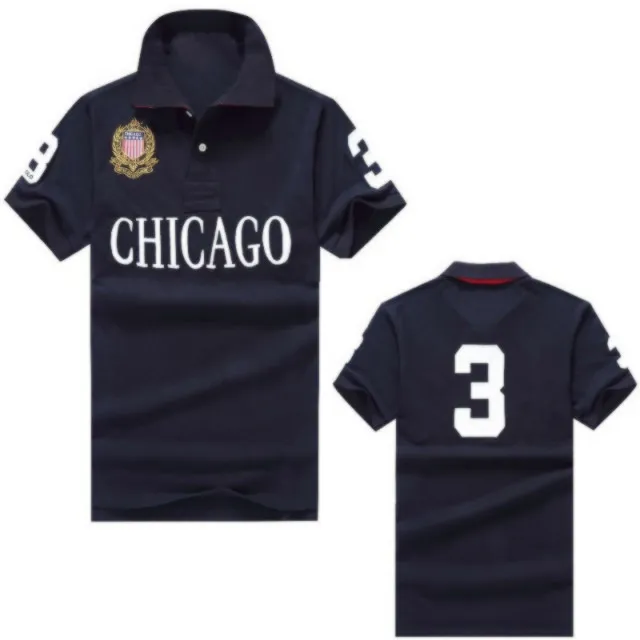 Europe et amérique CHICAGO polos à manches courtes T-shirt homme version ville 100% coton broderie homme S-5XL