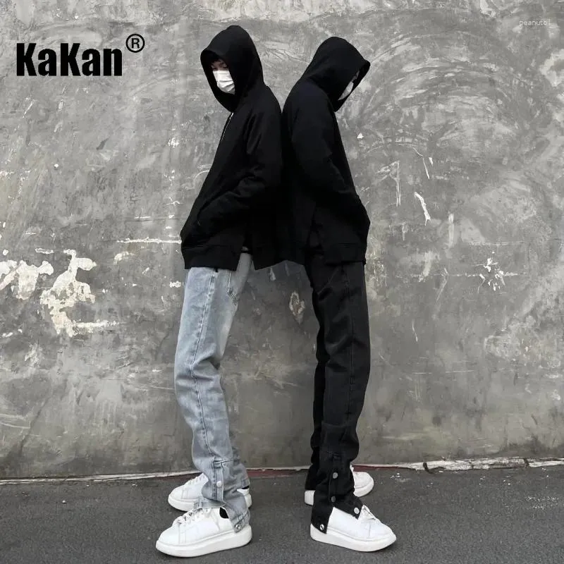 Herrenjeans Kakan – Seitliche Brust für Herren, Sommer, High Street, Hip Hop, gerade Ärmel, locker, vielseitig, lang, K33