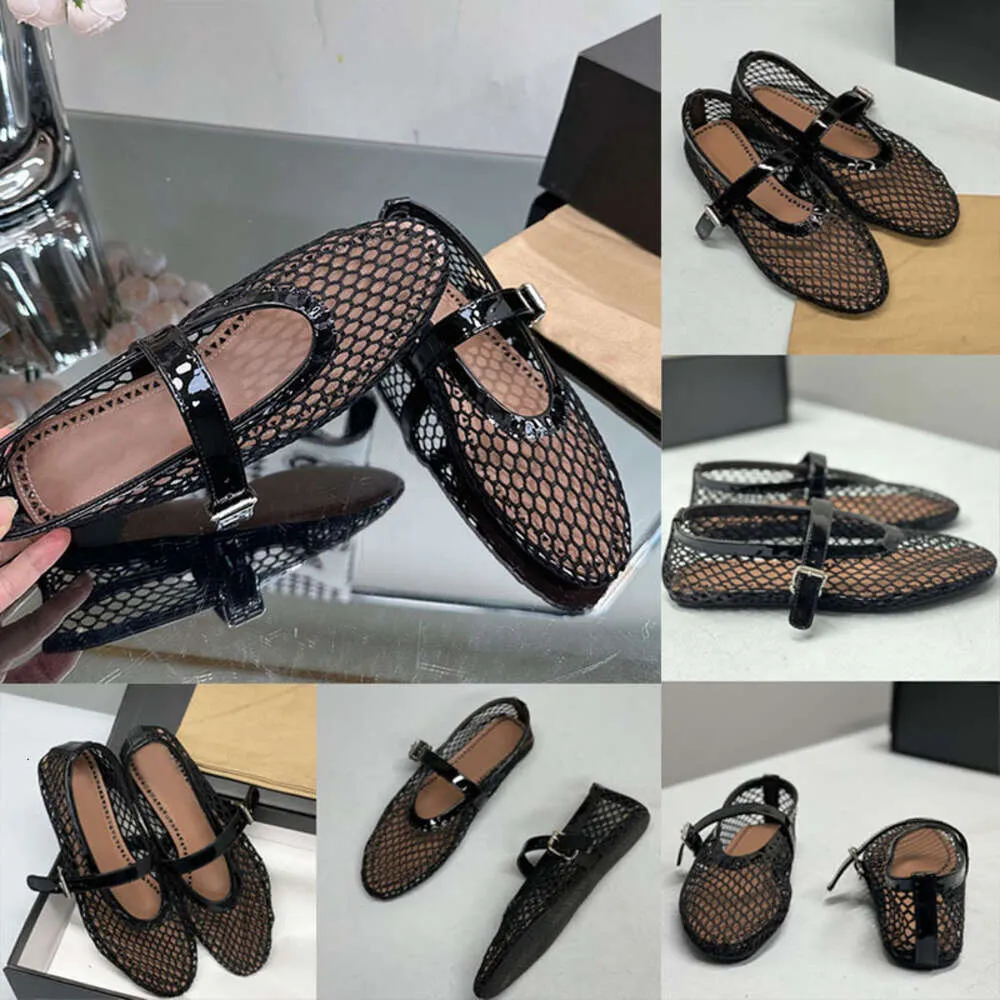 Designer Sandal Ballet Flats Shoes Women Fishnet Shoe Breattable Toe Fashion Street Style Sandaler med Box 505