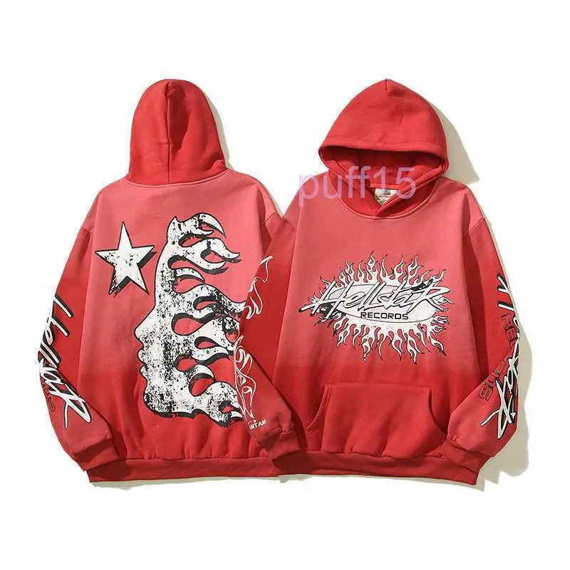 Hellstar Sportsuit Men and Women Designer Hoodie Long Sleeve Pants Pullover Street Hip Hop Retro Alfabet Print High Grey Blue Red White Hell Star Hoodies CV VRCN