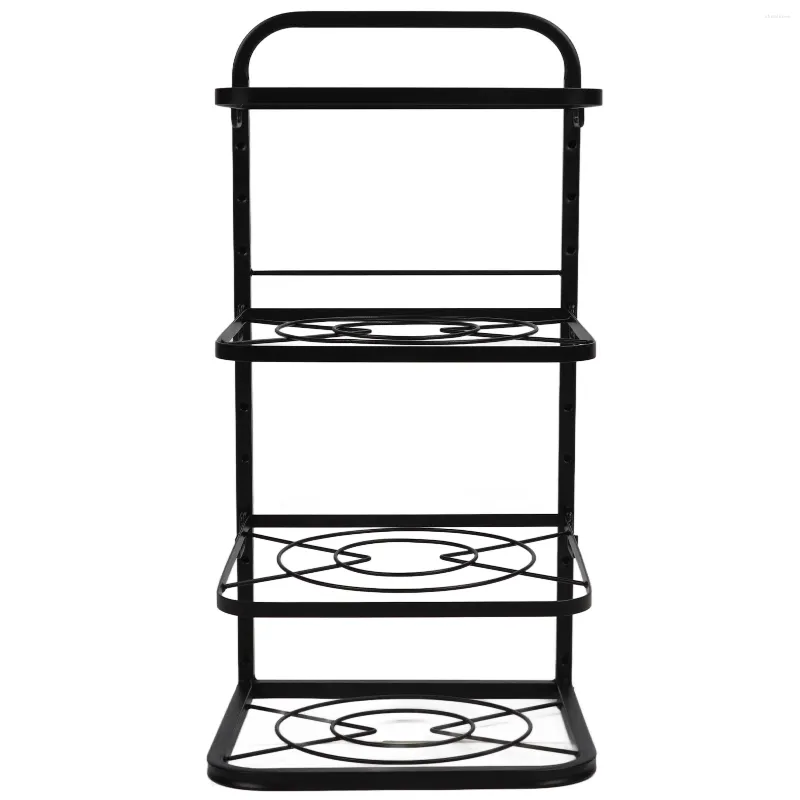 Kitchen Storage Pan Shelf Elegant Iron Material Adjustable Height 4 Tier Pot Organizer Compact For Under Sink Pressure Cooker