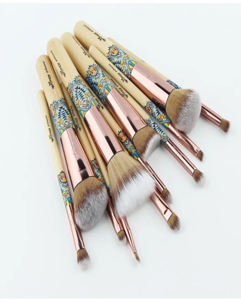 Whole New 12PCS Make Up Brushes Bamboo Professional Makeup Brush Set Soft Synthetic Cosmetics Brush Kit3501611