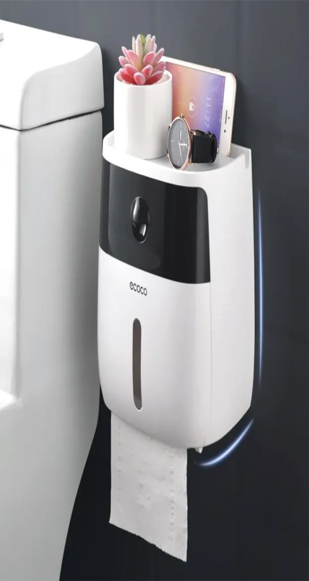 Vävnadspapperslåda Holder Väggmonterad toalettvävnad Dispenser Creative Plastic Box Bath Toalettpappershållare förvaring8432479