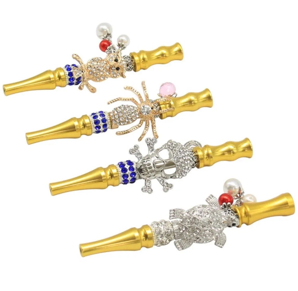 Creative Femmes Narguilé Shisha Métal Narguilé Conseils Pendentif Perle Crâne Animaux Modèle Pipe À Fumer Réutilisable Porte-Cigarette Nouveau 13 56677712