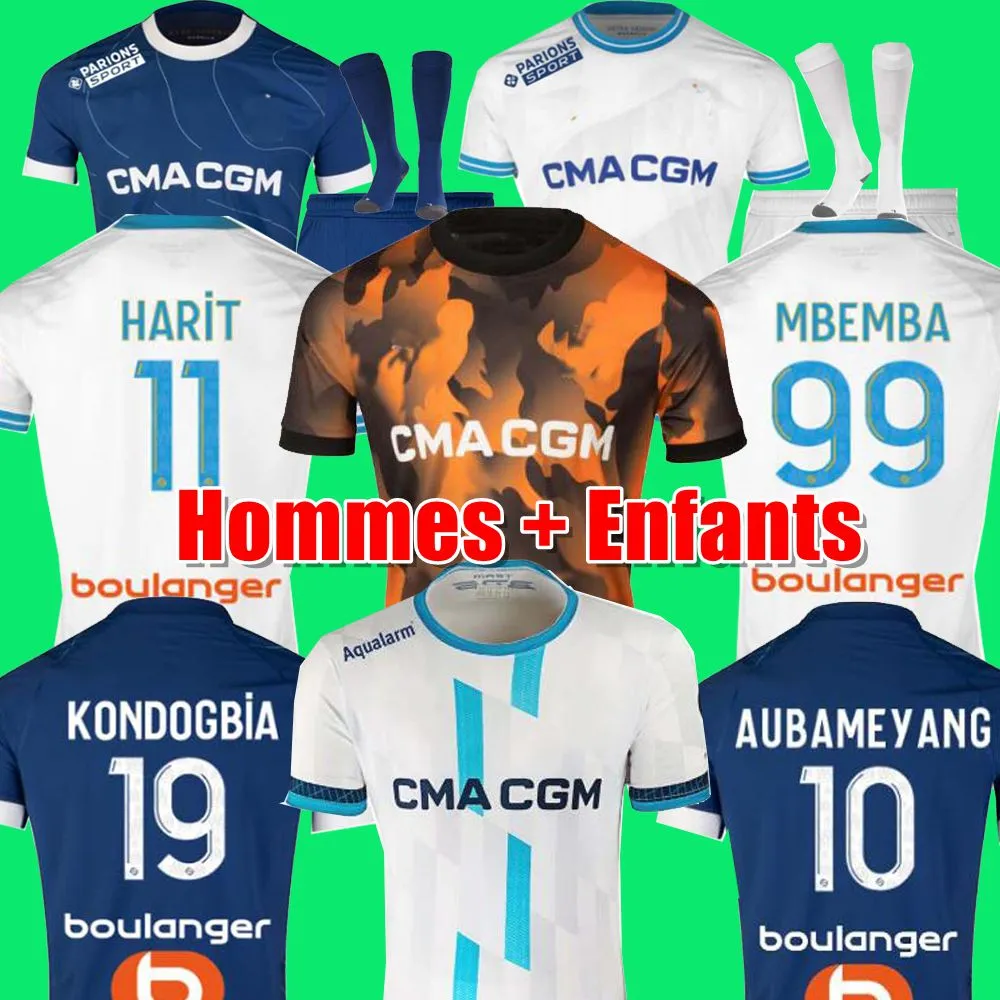 ファンプレーヤー23 24サッカージャージvitinha maillot de foot 2023 aubameyang man kids football shird hommes enfants ndiaye marseilles kondogbia renan lodi sarr