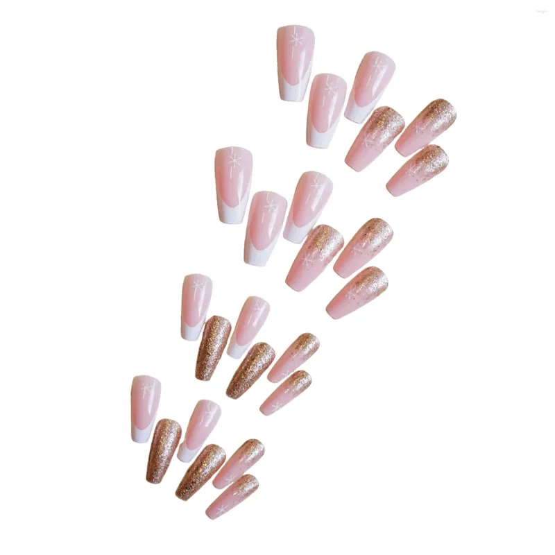 Faux ongles français ongles pour filles bord blanc Noël hiver résine artificielle salon expert et femmes naïves