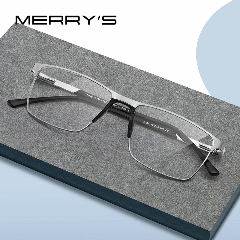 Merrys design masculino óculos de liga quadro moda masculino quadrado ultraleve olho miopia prescrição óculos s2001 240109