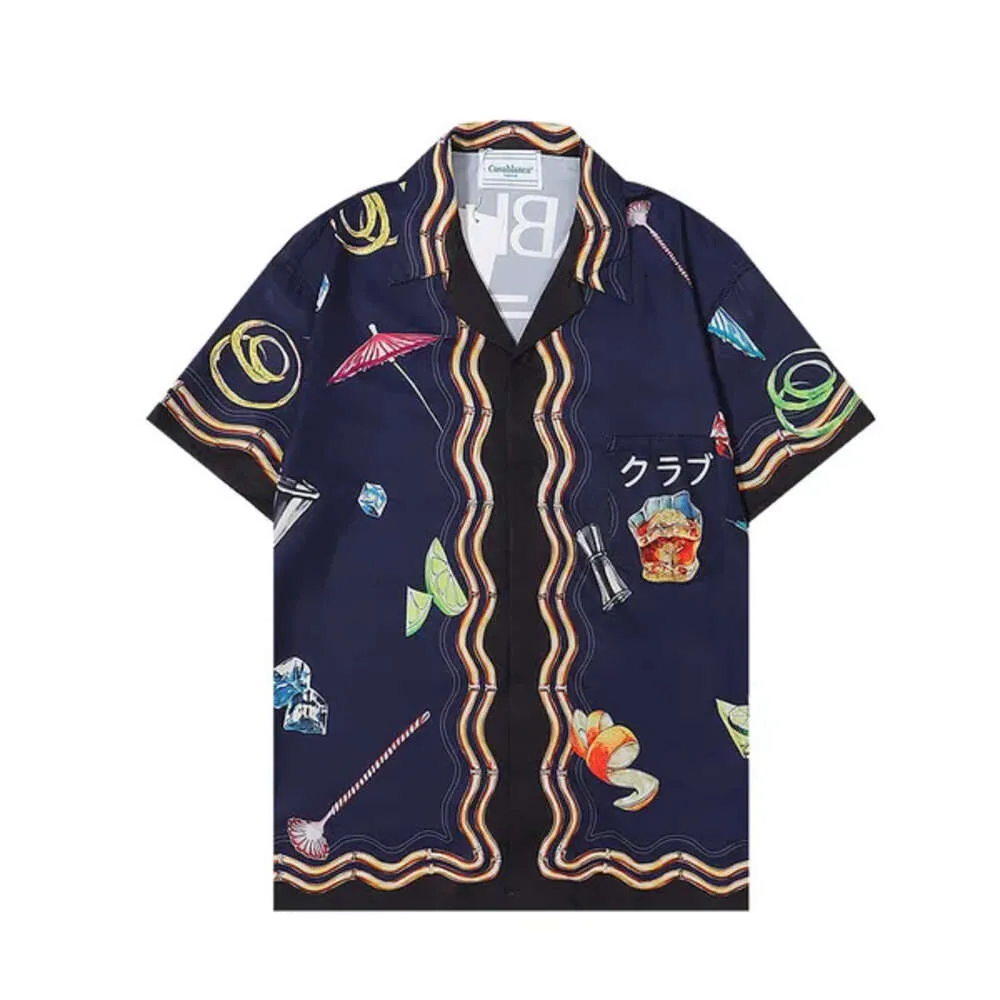 Casablanc Shirt 22ss Designer Shirts Masao San Print Heren Casual Shirt Dames losse zijde Casablacnca Shirt Korte mouwen Luxe T-shirt Hoge kwaliteit Tees 8d220