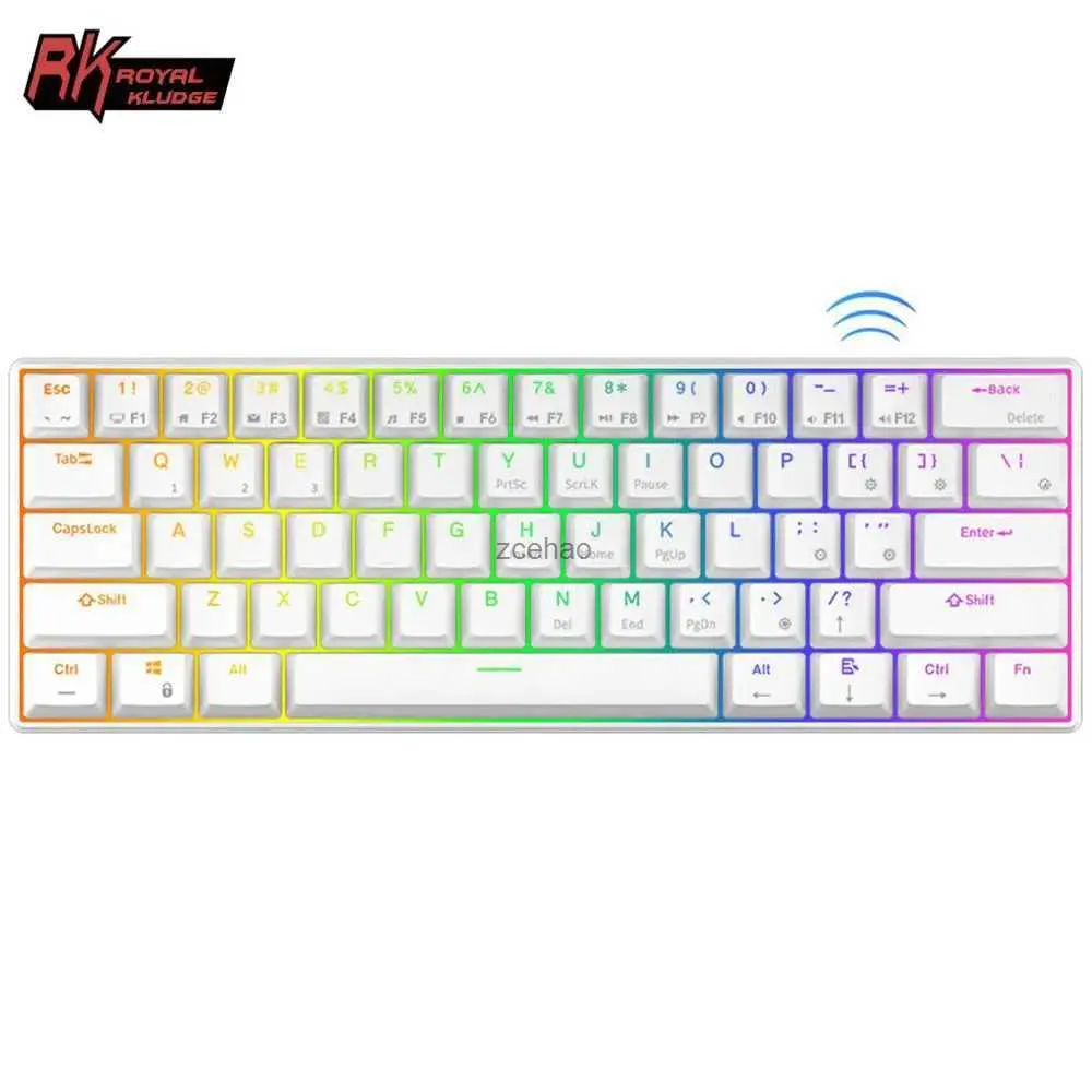 Keyboards RK61 Royal Kludge Wireless Mechanical Keyboard Tri-Mode Bluetooth 5.0/2.4G/USB-C RGB Backlit 61 Key Hot-Swappable Gamer KeyboardL240105