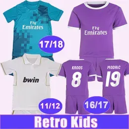 2016 2017 MODRIC KROOS Retro Kids Kit Soccer Jerseys BALE Away Purple 17 18 3rd Child Suit 11 12 Home Football Shirts Short Uniforms