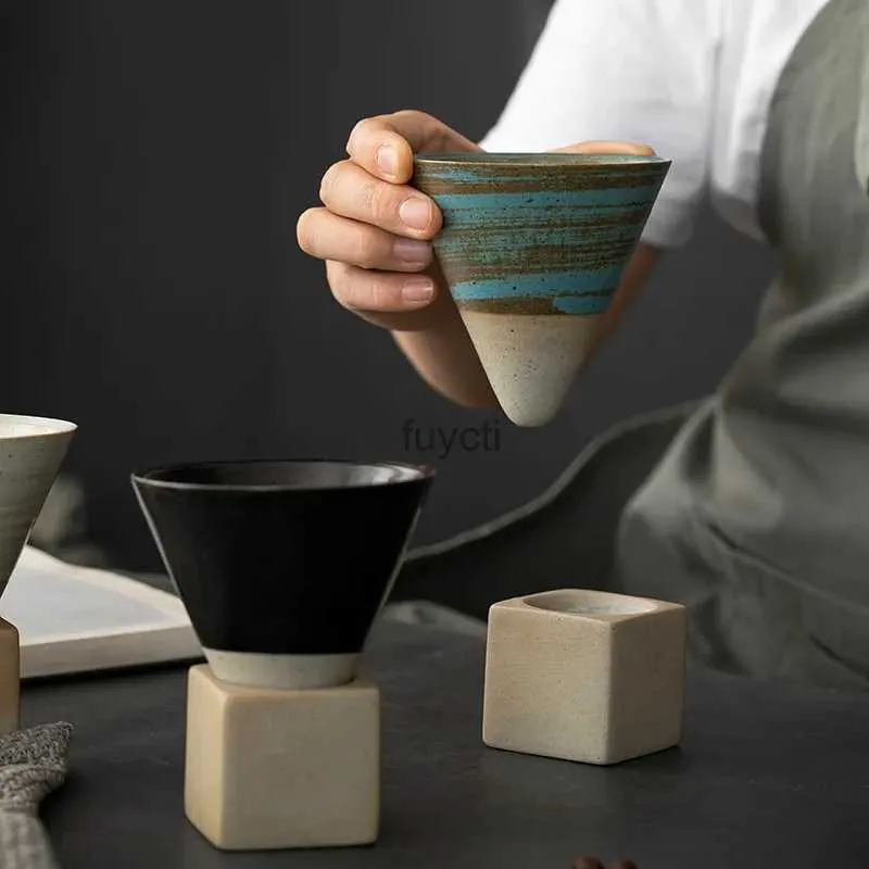 マグカップクリエイティブレトロレトロレトロコーヒーカップコーンラフ陶器ティーカップ日本語ラテプルフラワー磁器カップ家庭用新しい陶器マグYQ240109