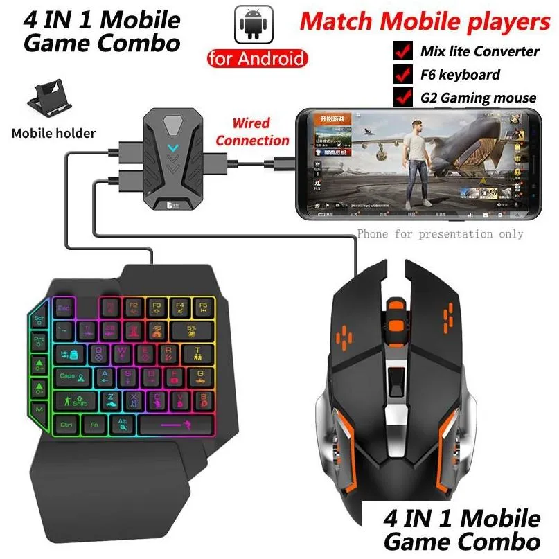 Kontrolery gier Joysticks S Mix Lite Pubg Telefon komórkowy GamePad Contrwerter Adapter do klawiatury myszy grający w Android Pho Oydk