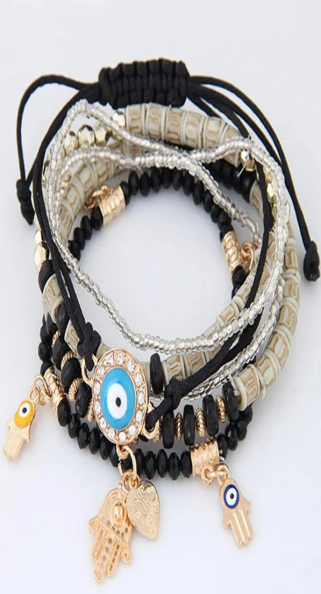 Nouvelle Kabbale Fatima Hamsa Main Mauvais Oeil Charmes Bracelets Bracelets Multicouche Tressé À La Main Perles Pulseras Pour Femmes Men4014676