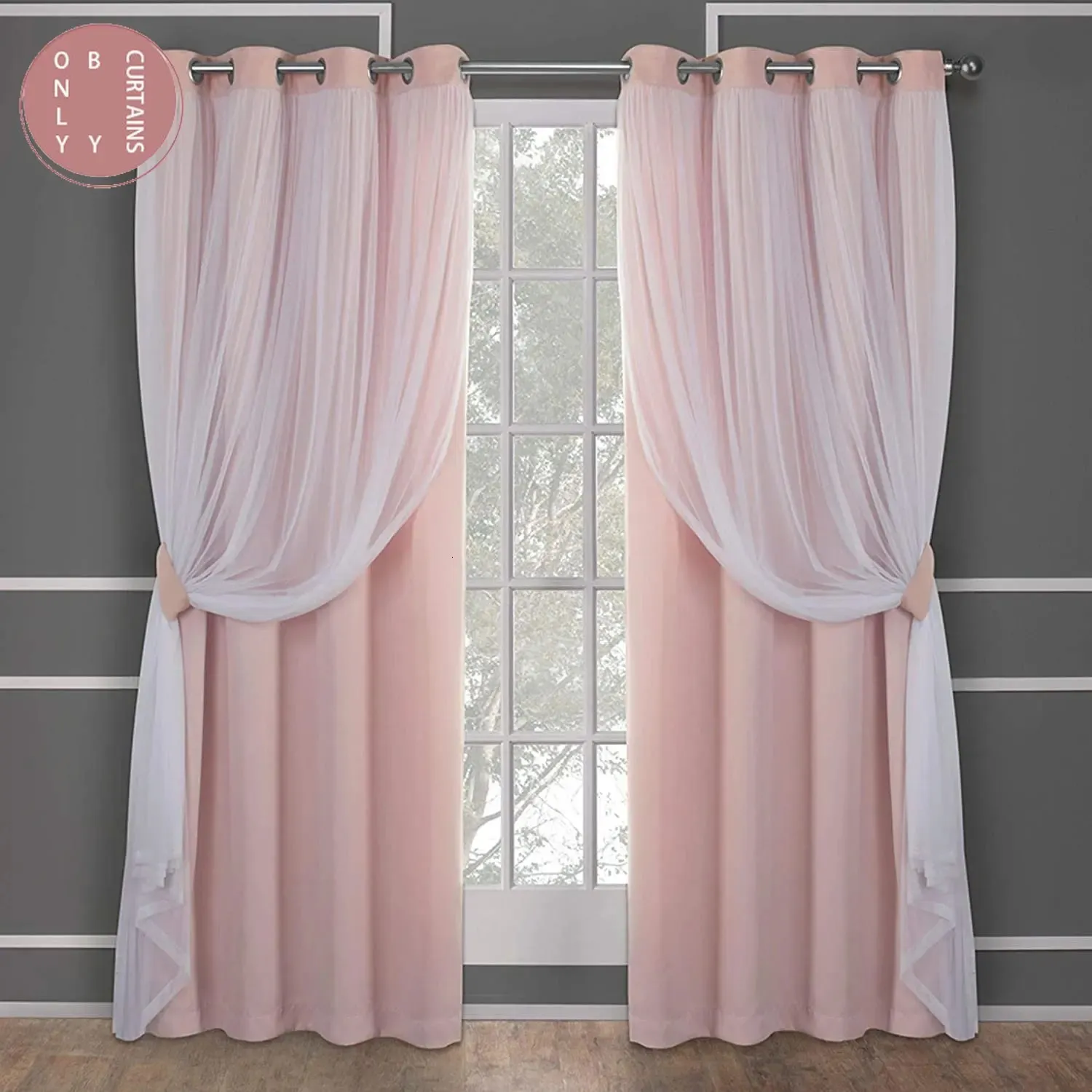 Pink Blackout Curtains for Living Room Curtain Bedroom Backdrop Gray Thermal Insulated Girls Windows Treatments White Sheer 240109