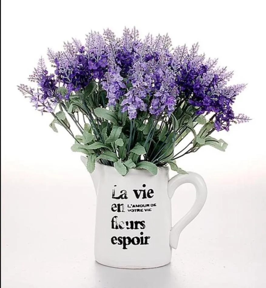 Lavender Artificial Bunch Silk flowers Lavenders For Wedding Party Home office restaurant Decorative lavender artificial SF055328406