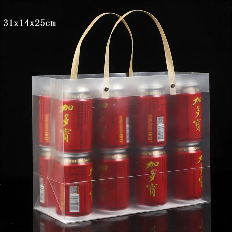 PP plastic bag With handle PVC waterproof transparent frosted gift bag party favors bag Factory wholesale LX3156