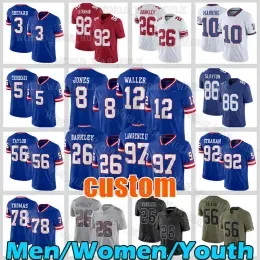 Custom men New ants``12 Darren Waller Football Jersey 8 Daniel Jones 5 Kayvon Thibodeaux 26 Saquon Barkley Dexter Lawrence II Eli Manning Eric Gray