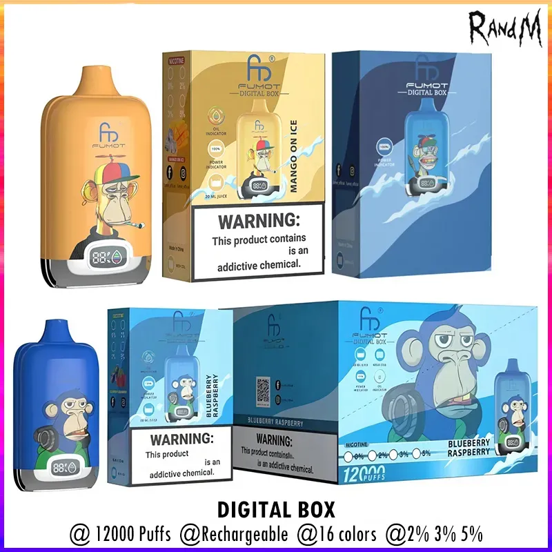 Fumot RandM Digital Box 12000 Puff Sigarette elettroniche usa e getta R e M Mesh Coil Ricaricabile Bar 12K Puff con display liquido batteria