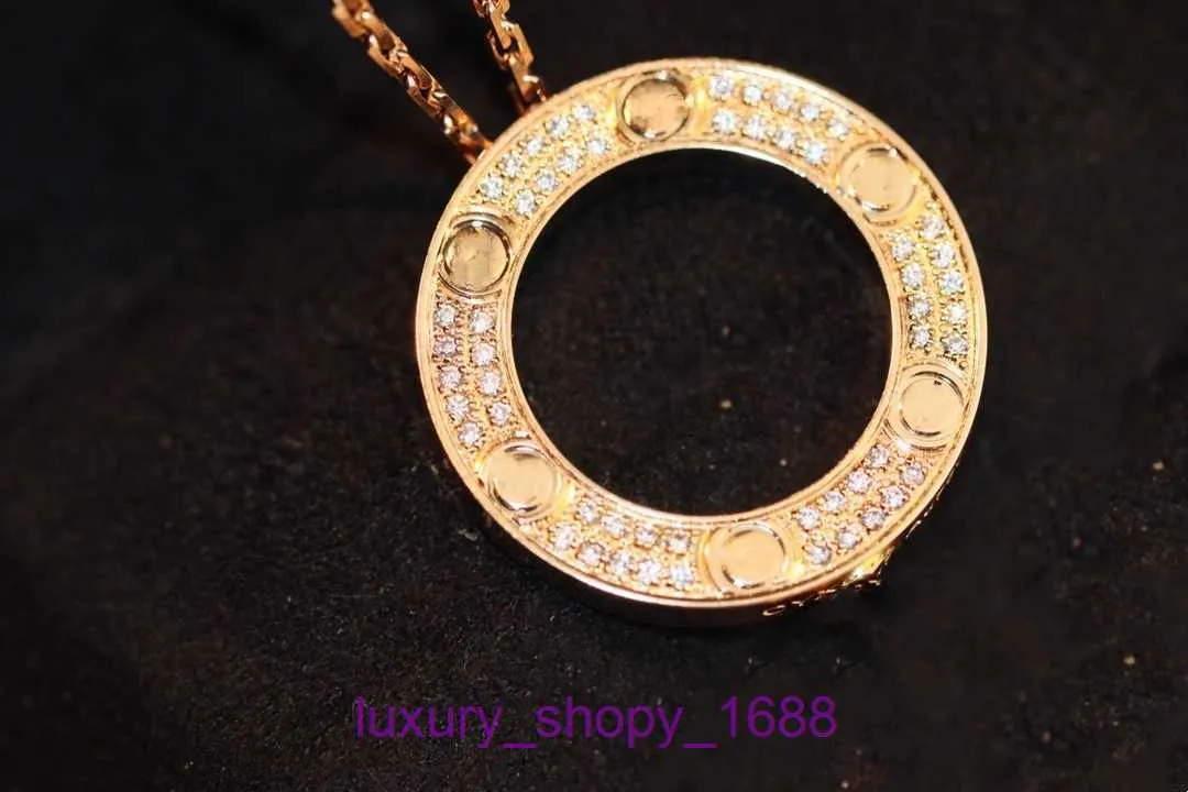 Fashion Car tires's designer necklace heart Gold Diamond pancake shape fashion double sided wearing letters inlaid high carbon With Original Box