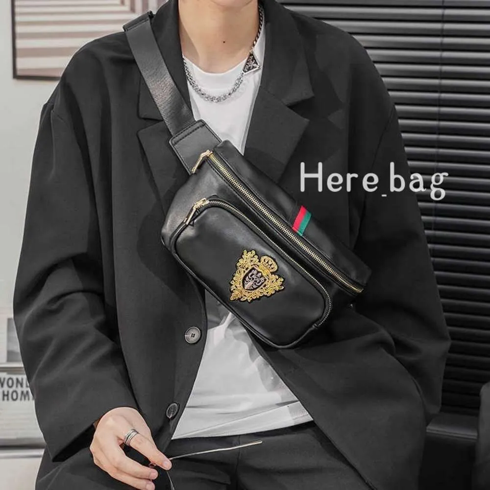 Crossbody Bags Evening Bag New Luxury Designer Chest Men Waist Fanny Pack Embroidered Leather Shoulder Black Purse Mens Belt