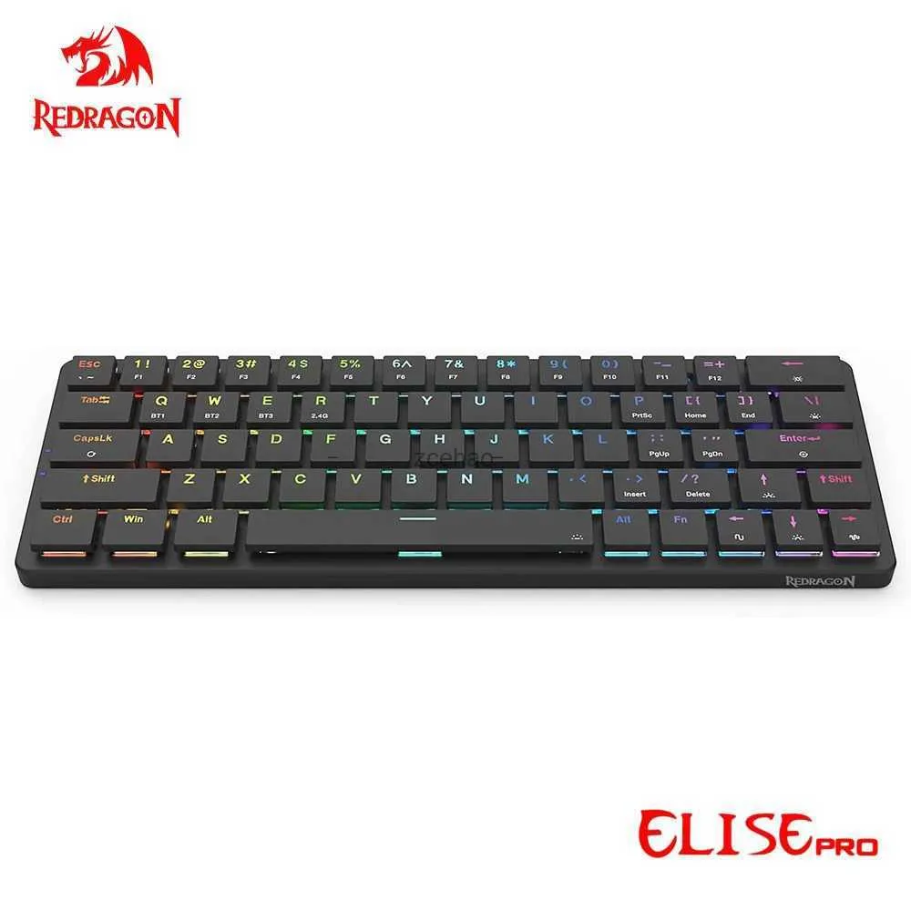 لوحات المفاتيح Redragon Elise Pro K624p RGB Super Slim Mechanical Gaming Keyboard Support Bluetooth Wireless 2.4g 63 مفاتيح لحساب PCL240105