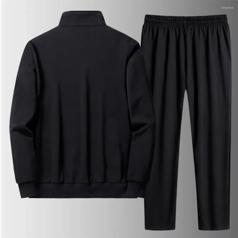 Vêtements de sport pour hommes, veste et pantalon, 1 ensemble, poches élégantes, coupe 3D, manchette côtelée, sweat-shirt à lacets, pantalon de survêtement pour usage quotidien