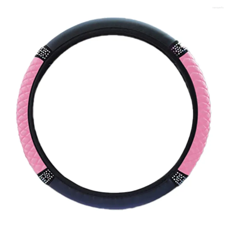 Steering Wheel Covers Universal 38cm Auto Accessories Car Cover PU Leather Interior Decoration Parts Diamond Pink Uv-resistant