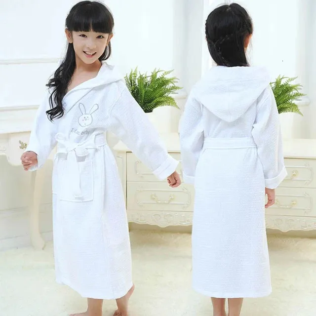 Girl Summer Cotton Bathrobe Waffle Hooded Children Robe Boys Dressing Gown  Kids Roupao After Spa Bath Swimming 240108 From Huo08, $22.77 | DHgate.Com