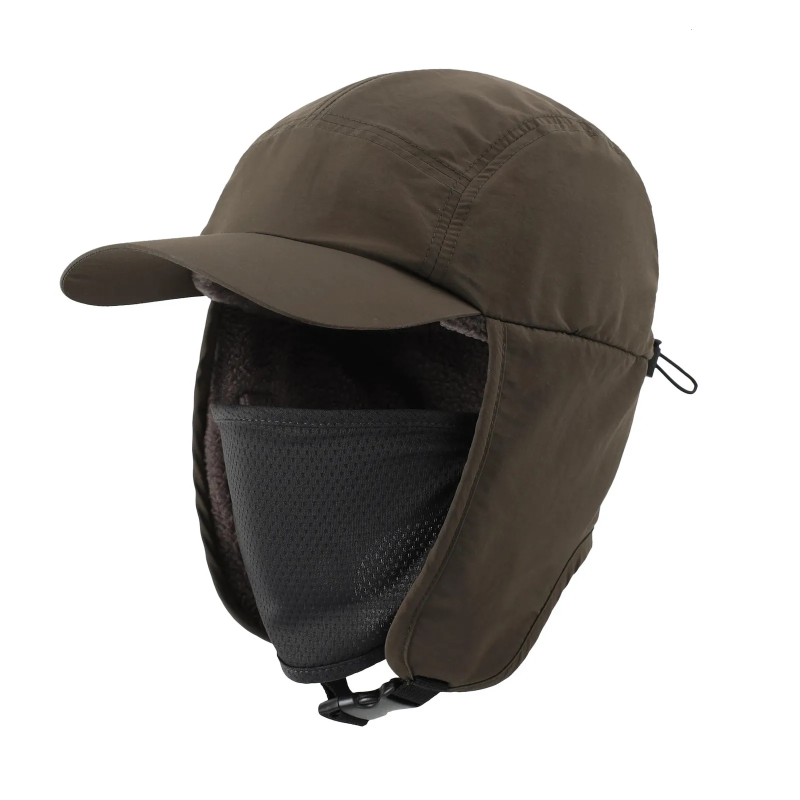 Connectyle – chapeau d'hiver imperméable pour hommes, doublure polaire douce, léger, oreillettes, visière, couverture faciale chaude pour l'extérieur, 240108
