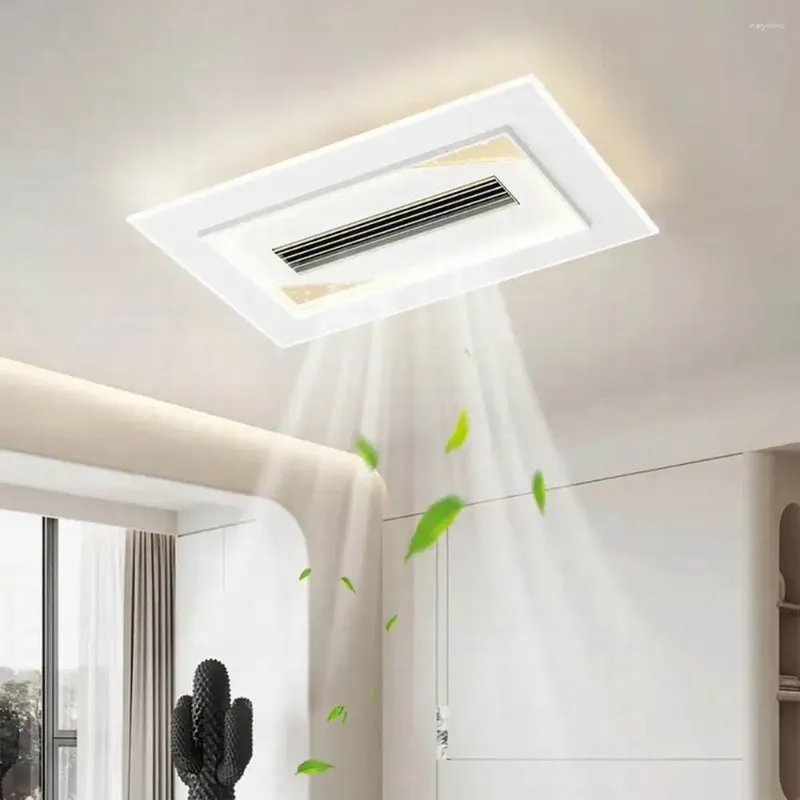 ノルディックスタイルの天井ファンライト隠された刃寝室のためのシンプルな正方形の形状アクリルリビングルームモダン天井ランプ