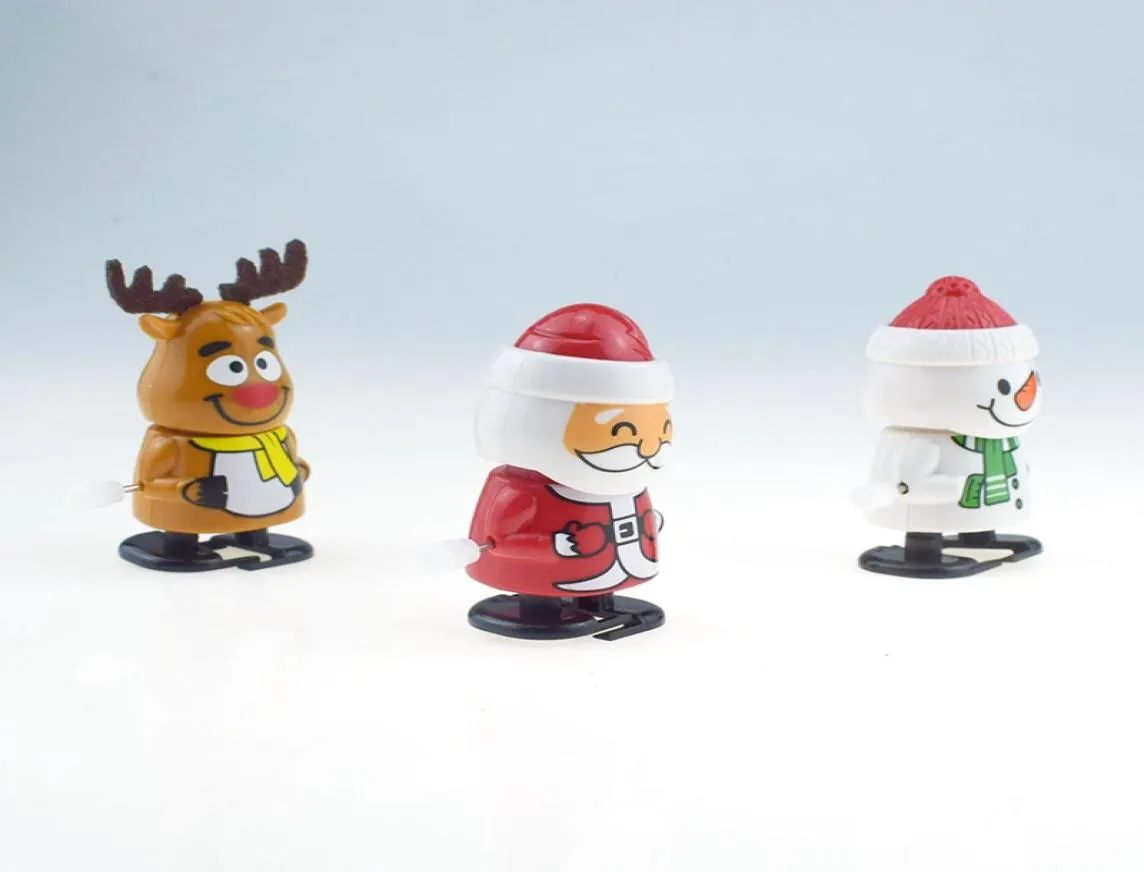 Härlig julplast Windup Toys Santa Claus Snowman Clockwork Toys Children Jump Gift Cartoon Characters Christmas Presents VT175204398