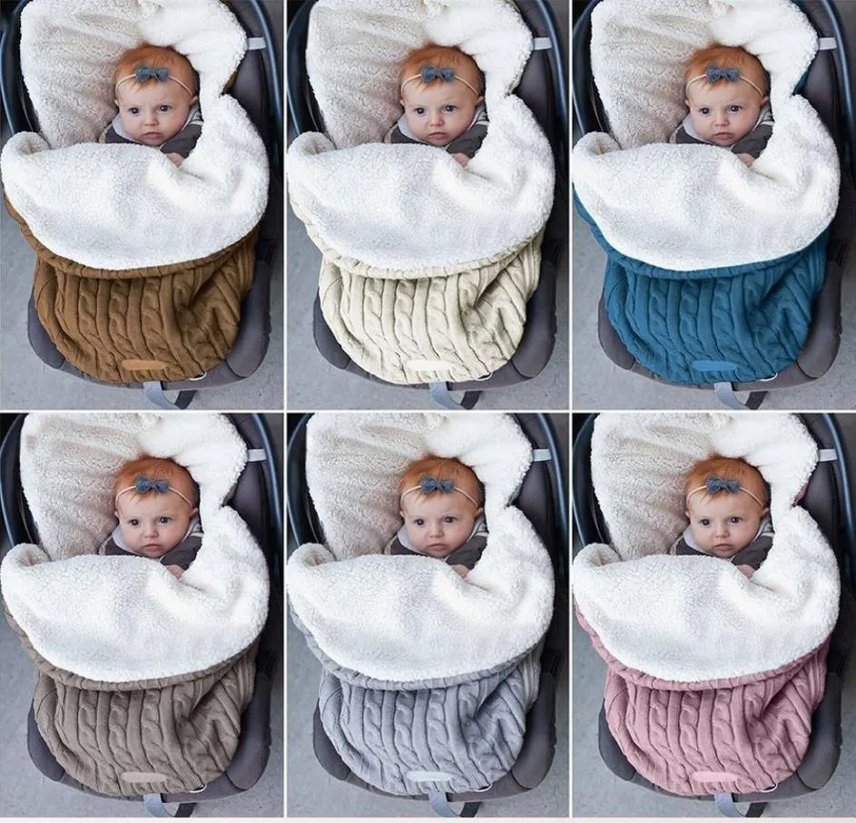 新生児の眠っている毛布ソフトベビー寝袋ブランケット幼児ベビーカースリープサックフットマフ太いベイビースワドルラップニットエンベロープ7832001