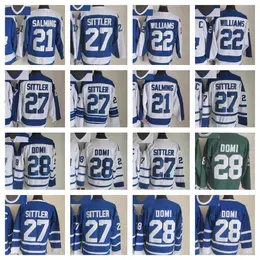 Toron Retro Ice Hockey Jerseys 22 tiger Williams 21 Borje Salming 27 Darryl Sittler 28 Tie Domi Stitched Jersey