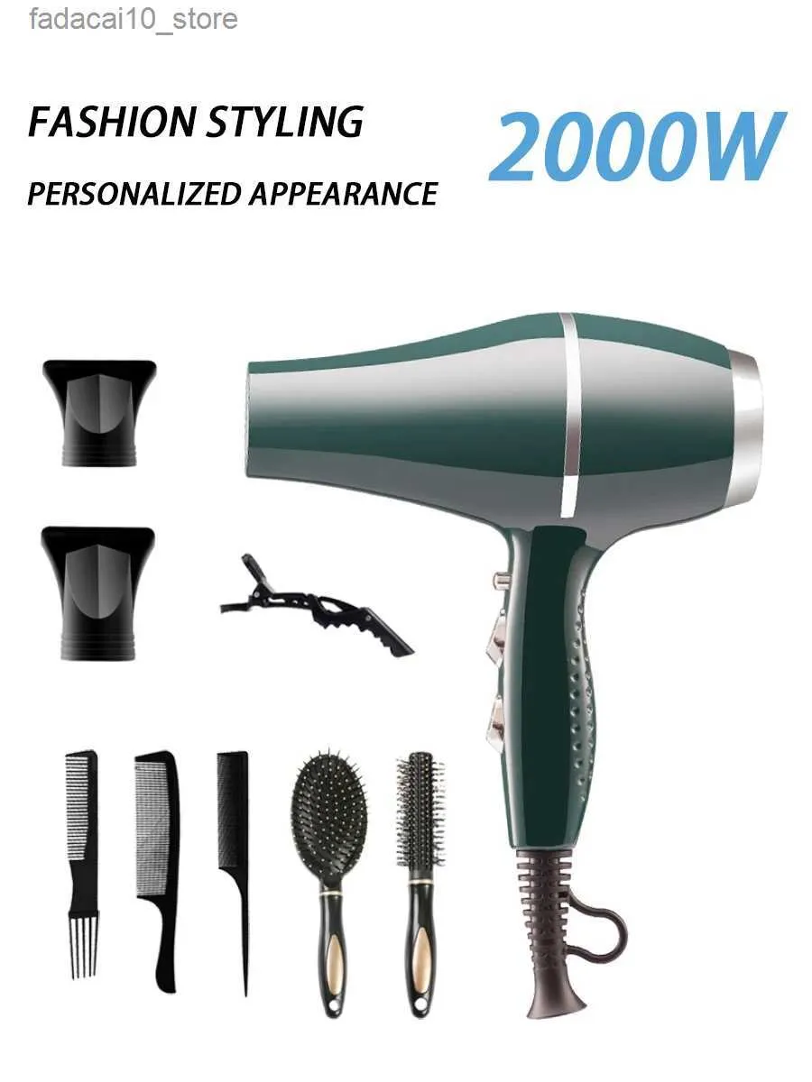 Haardrogers Föhn Blower Supersterke heteluchtkam Borstel met mondstuk 2000 W Salonapparatuur voor stylist Hairstyling Tool Gratis verzending Q240109