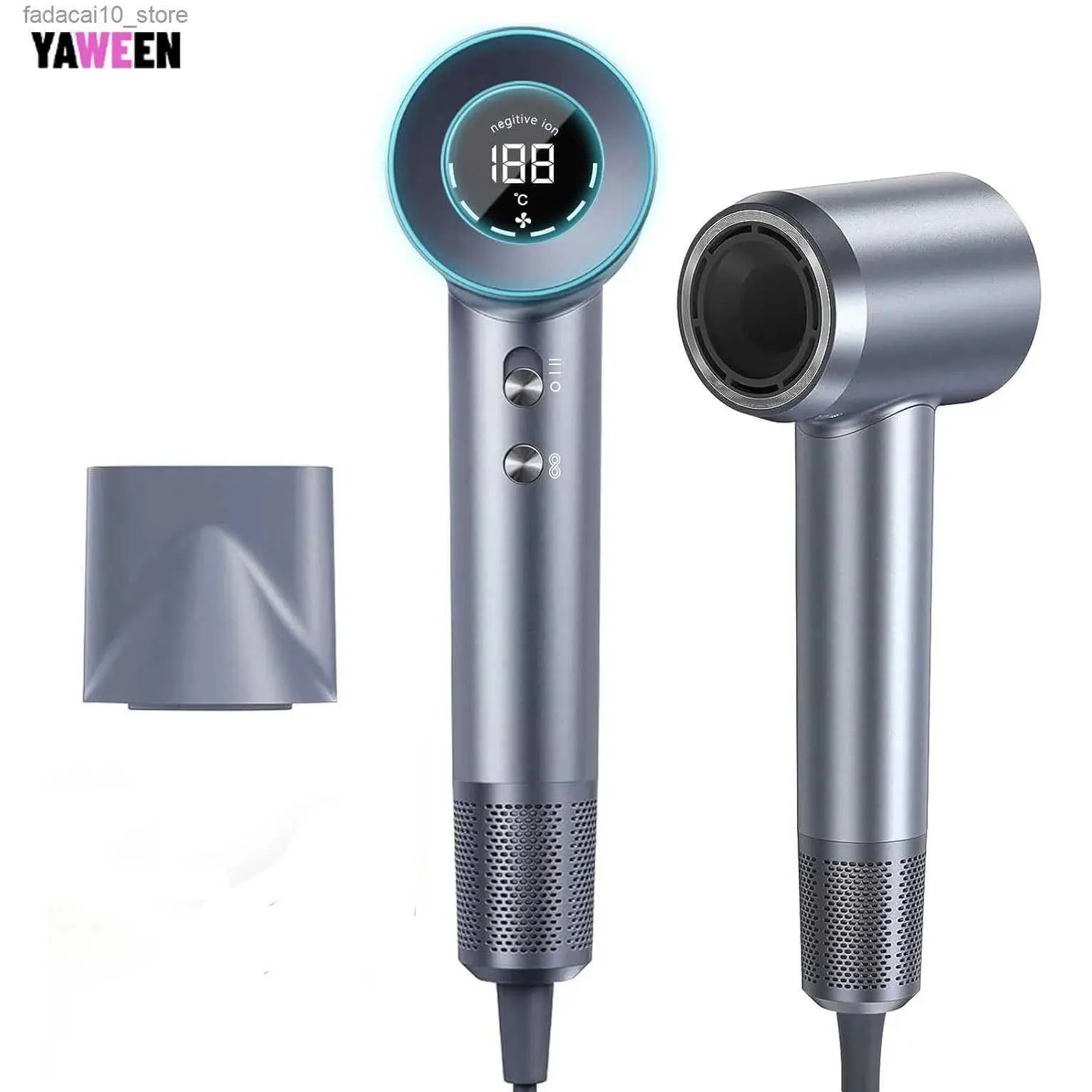 Hair Dryers YAWEEN Negative Ion 110000RPM High-Speed Hair Dryer Professional Hair Dryer Low Noise LED Light Temperature Display Fast Drying Q240109