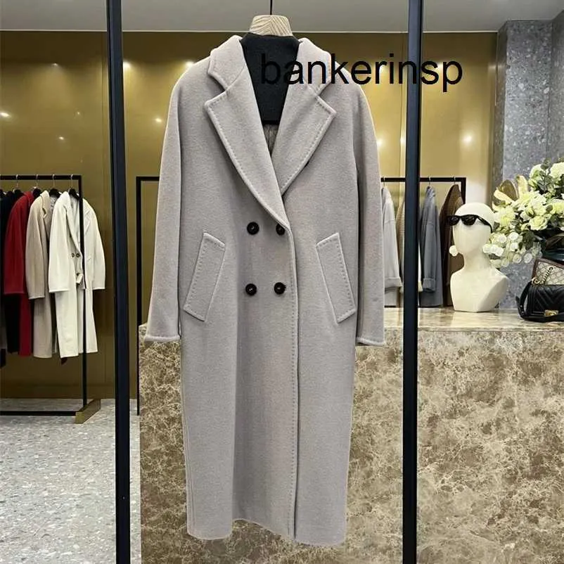 Kaşmir Palto Maxmaras Labbro Coat 101801 Saf Yün Sonbahar ve Kış Yıldızları Aynı Stil 101801 Kum Çay Kruvaze Yün Yüksek Uçlu Uzun Dış Giyim