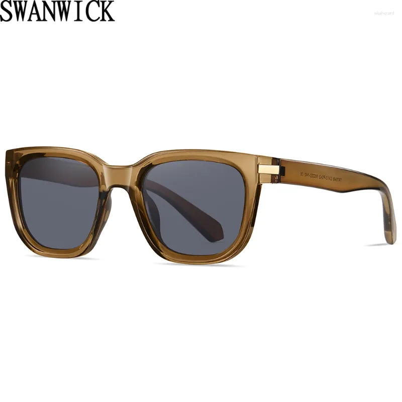 Occhiali da sole Swanwick Fashion Polarized Men TR90 Occhiali da sole quadrati per donna Unisex Nero Marrone 2024 Stile europeo Drop